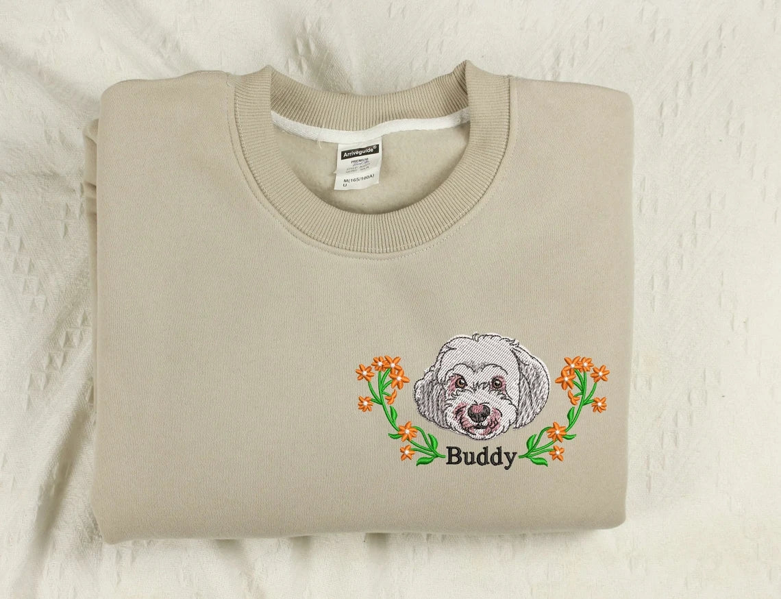 Custom Dog Face Embroidered Sweatshirt