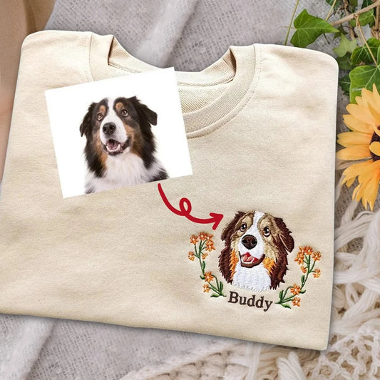 Custom Dog Face Embroidered Sweatshirt